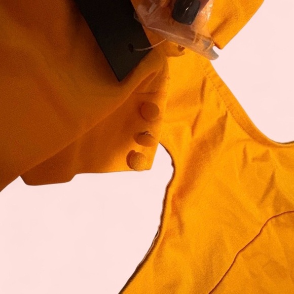 h:ours NWT Antonella Cut-Out Long Sleeve Mini Dress – Bright Orange – Size M - Picture 7 of 11